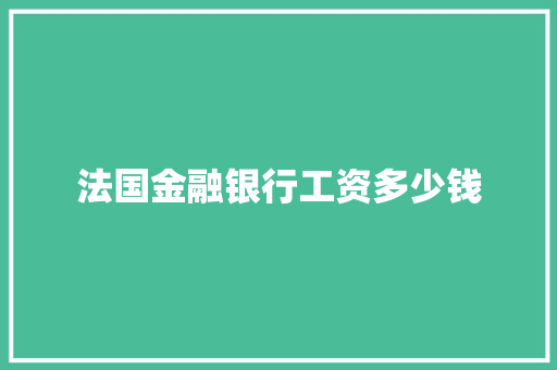 法国金融银行工资多少钱 未命名