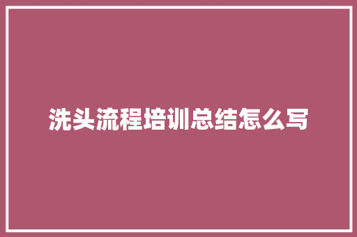 洗头流程培训总结怎么写