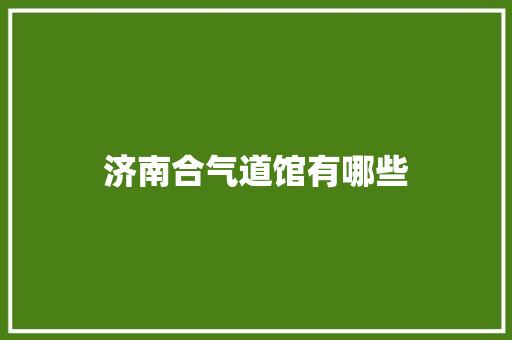 济南合气道馆有哪些 未命名