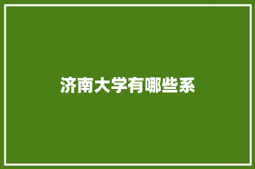 济南大学有哪些系