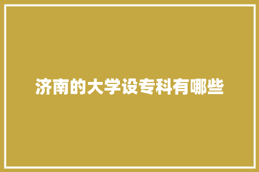 济南的大学设专科有哪些