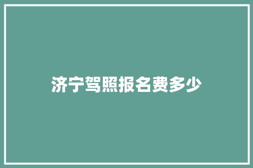 济宁驾照报名费多少