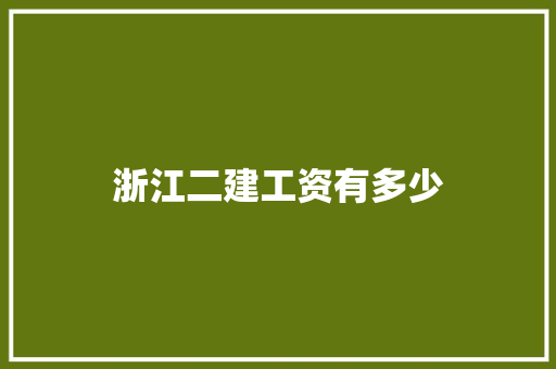 浙江二建工资有多少