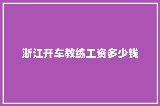 浙江开车教练工资多少钱 未命名