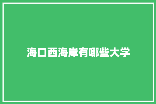 海口西海岸有哪些大学