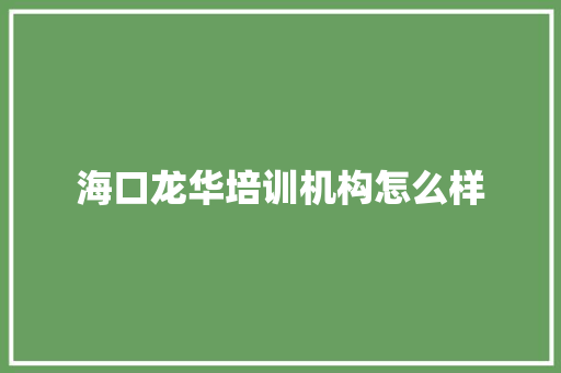 海口龙华培训机构怎么样