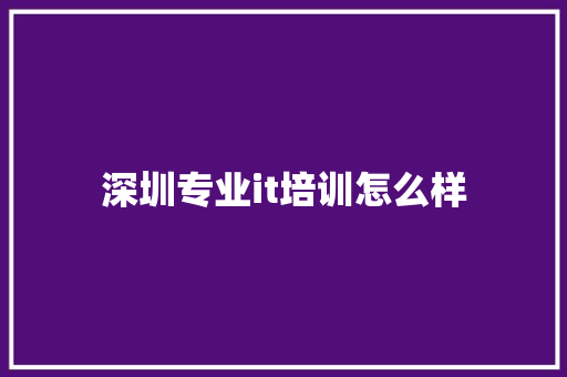 深圳专业it培训怎么样 未命名