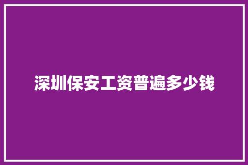 深圳保安工资普遍多少钱