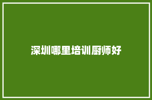 深圳哪里培训厨师好