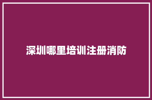 深圳哪里培训注册消防