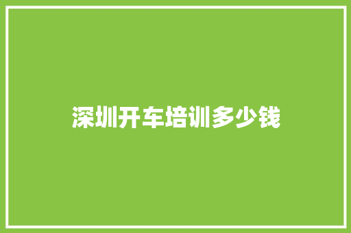 深圳开车培训多少钱 未命名