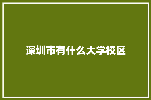 深圳市有什么大学校区 未命名