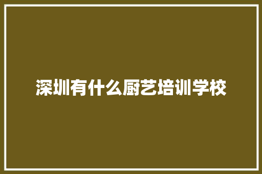 深圳有什么厨艺培训学校