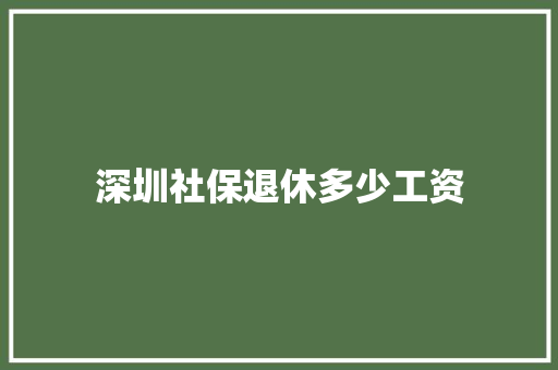 深圳社保退休多少工资 未命名