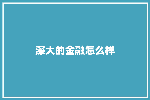 深大的金融怎么样 未命名