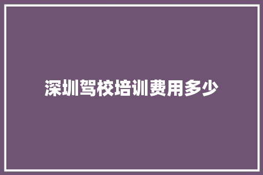 深圳驾校培训费用多少 未命名