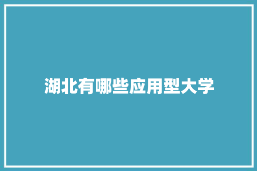 湖北有哪些应用型大学