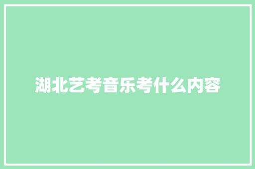 湖北艺考音乐考什么内容 未命名