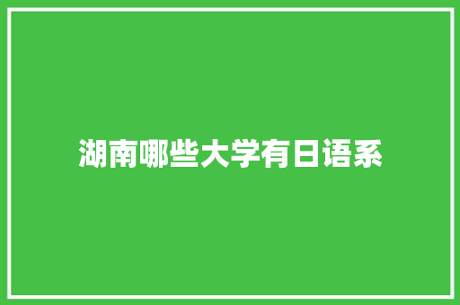 湖南哪些大学有日语系