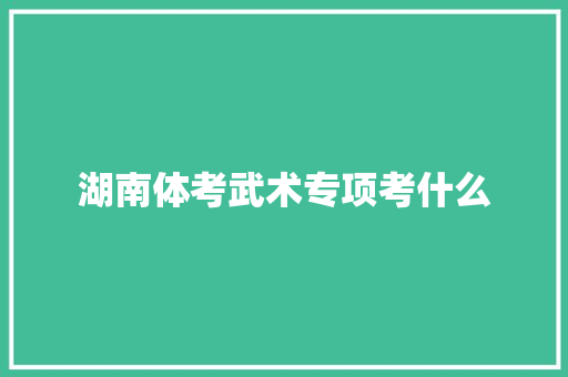 湖南体考武术专项考什么 未命名