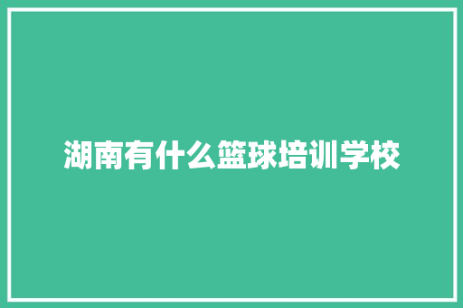 湖南有什么篮球培训学校 未命名