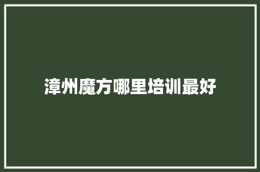 漳州魔方哪里培训最好 未命名