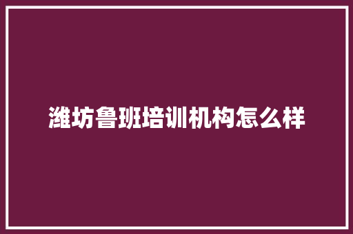 潍坊鲁班培训机构怎么样