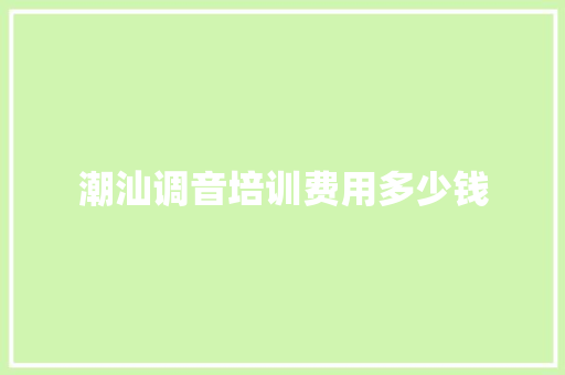 潮汕调音培训费用多少钱 未命名