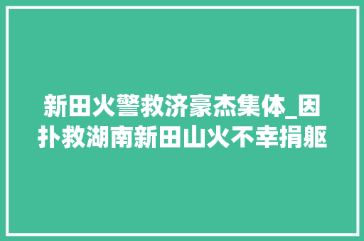 新田火警救济豪杰集体_因扑救湖南新田山火不幸捐躯 蔡茂强肖建强被赞成为烈士