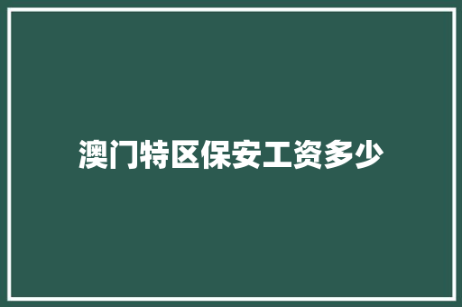 澳门特区保安工资多少