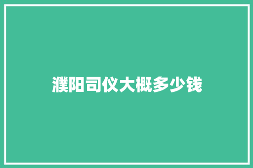 濮阳司仪大概多少钱