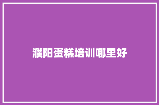 濮阳蛋糕培训哪里好