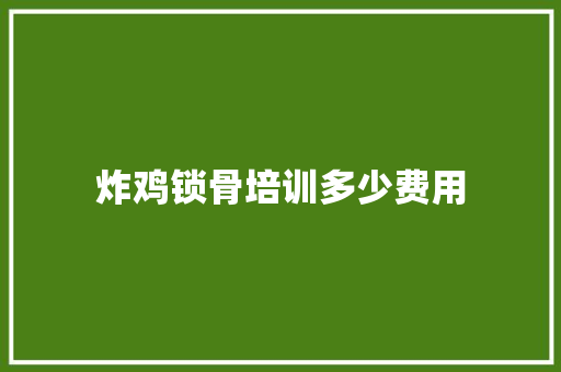 炸鸡锁骨培训多少费用 未命名