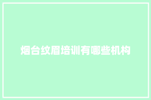 烟台纹眉培训有哪些机构 未命名