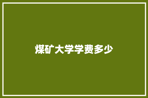 煤矿大学学费多少