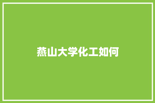 燕山大学化工如何