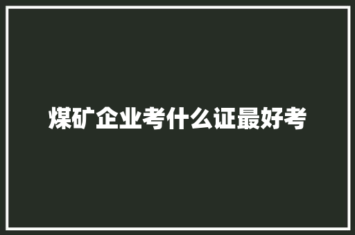 煤矿企业考什么证最好考