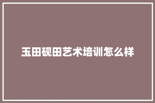 玉田砚田艺术培训怎么样 未命名