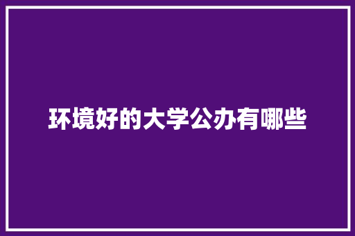 环境好的大学公办有哪些