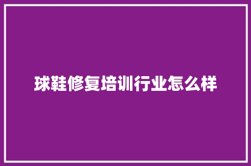 球鞋修复培训行业怎么样 未命名