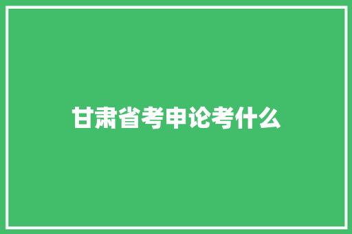 甘肃省考申论考什么 未命名