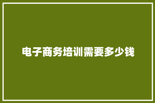 电子商务培训需要多少钱 未命名