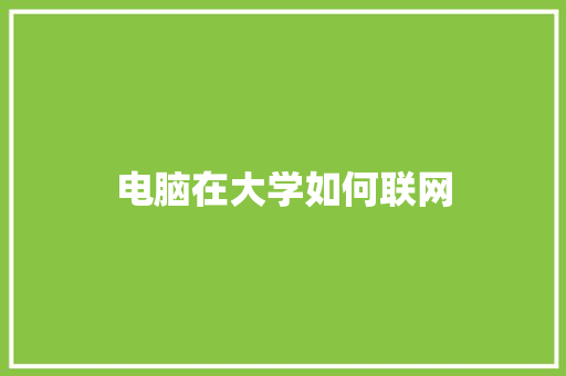 电脑在大学如何联网 未命名