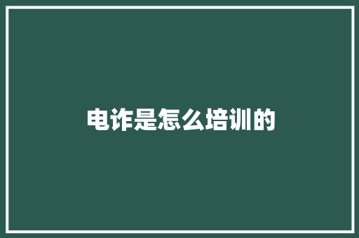 电诈是怎么培训的 未命名