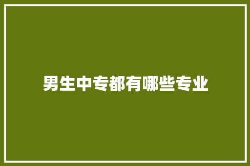 男生中专都有哪些专业