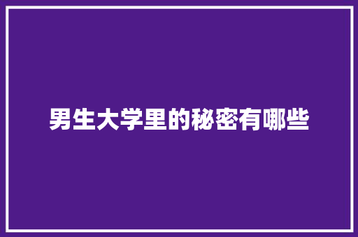 男生大学里的秘密有哪些