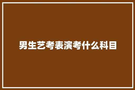 男生艺考表演考什么科目