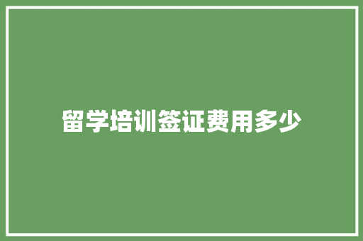 留学培训签证费用多少 未命名