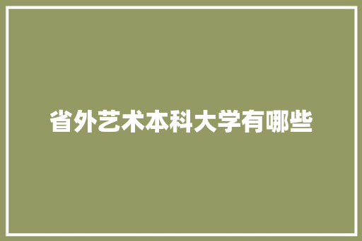 省外艺术本科大学有哪些