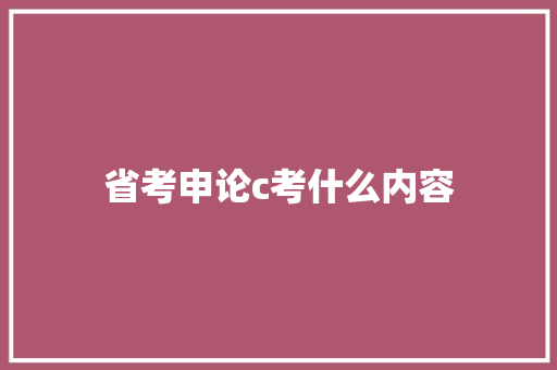 省考申论c考什么内容 未命名